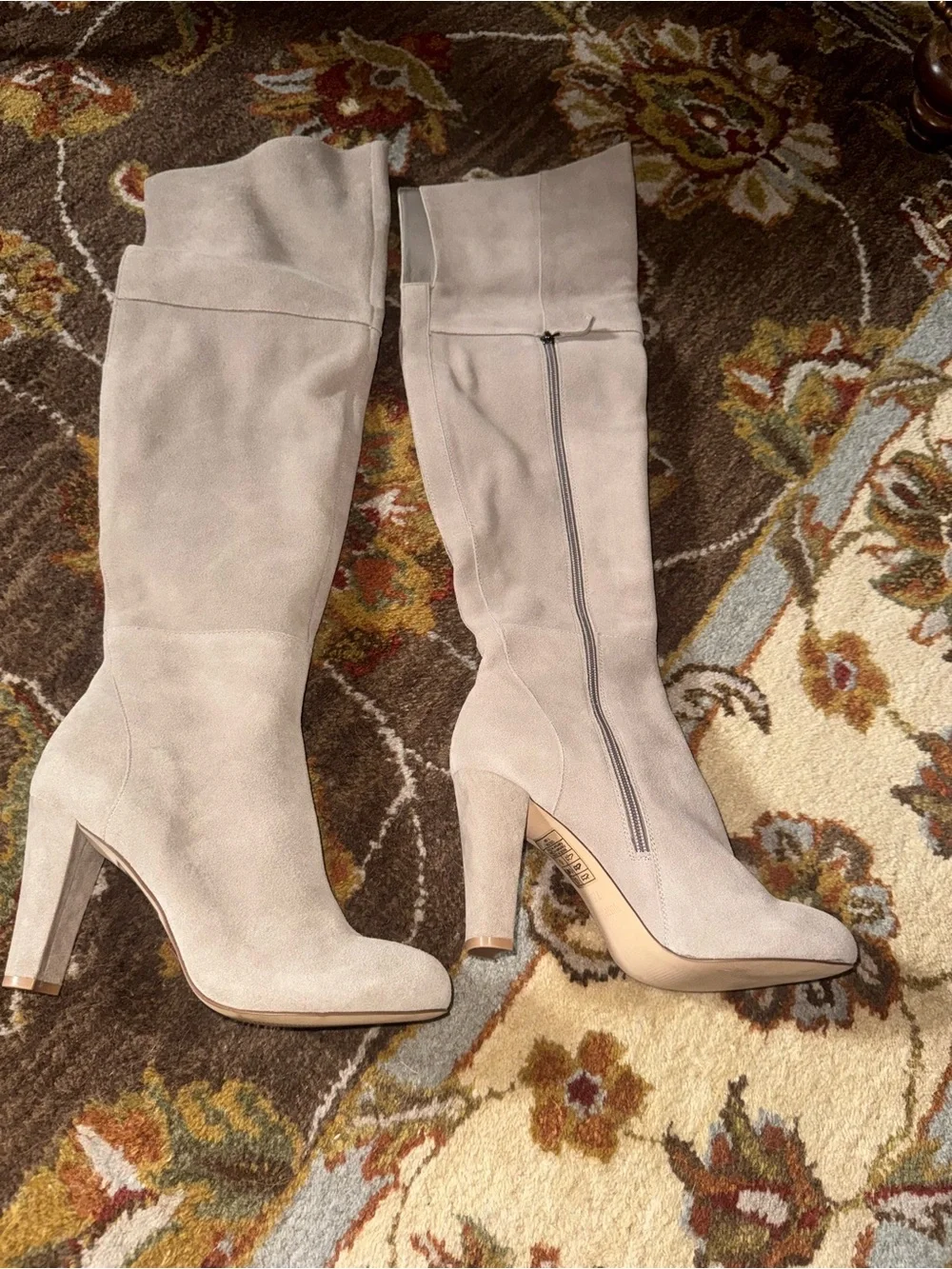 White House Black Market Beige Over-the-Knee Suede Boots